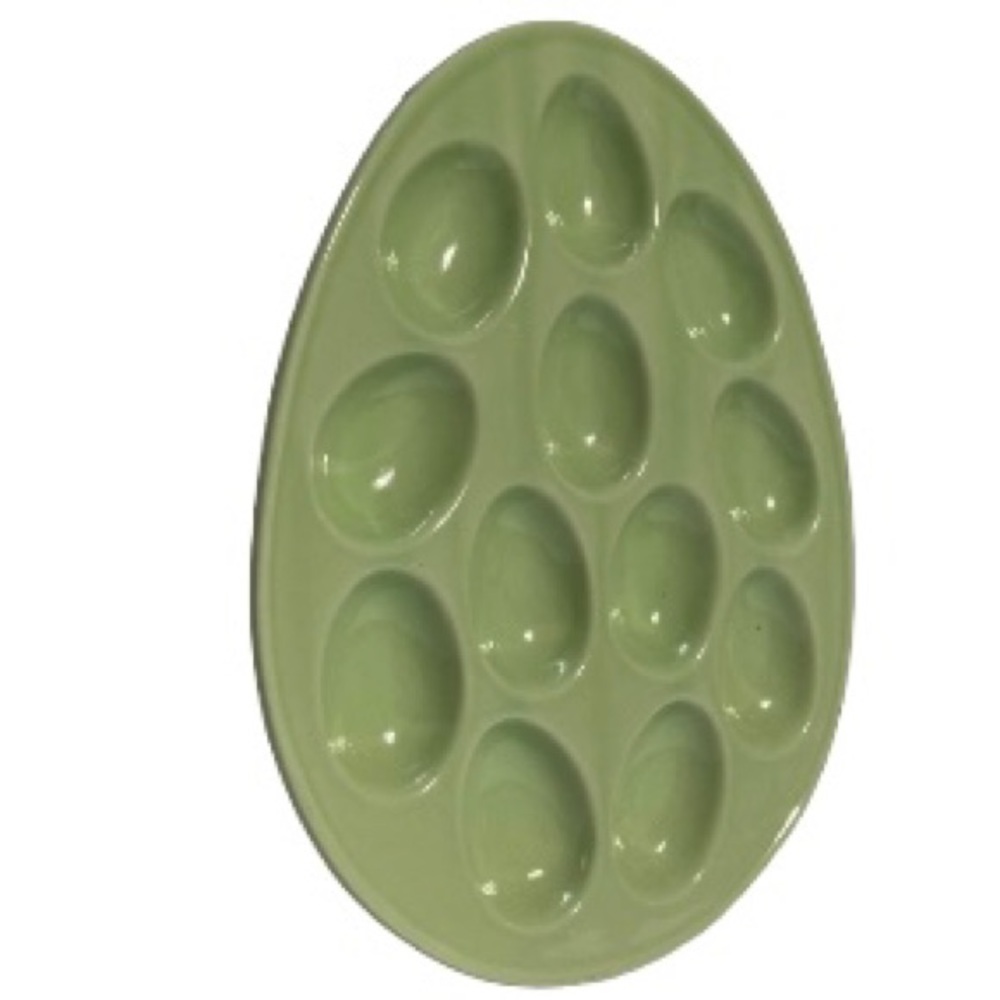Cordon Bleu Egg Shaped Ceramic Deviled Egg Plate Platter Server Pastel 8.5 x 10"